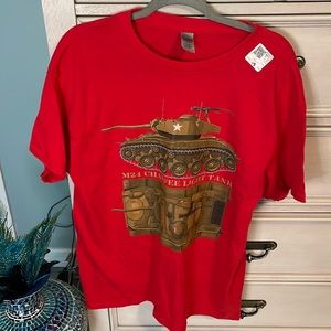 Mens military tanks canvas red shirt sleeve large